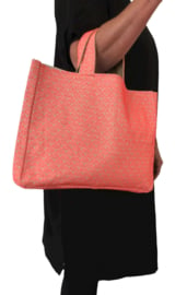 Shopping bag / laptop bag embroidered fluor pink
