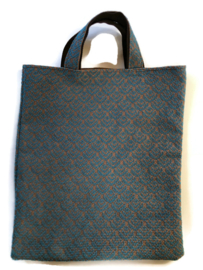 Laptop / Shopping bag linen embroidered turquoise