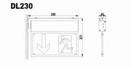 DL240 - Escalight LED emergency light plafond bevestiging. 270mm