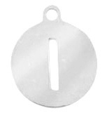 RVS bedel rond 10 mm initial coin I zilver