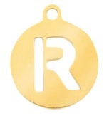 RVS bedel rond 10mm initial coin R Goud