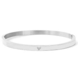 Roestvrij stalen (RVS) stainless steel armband met hart zilver