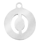 RVS bedel rond 10 mm initial coin O zilver