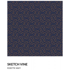 Indigo and Cheddar sketch vine - navy