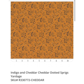 Indigo and Cheddar dotted sprigs - cheddar