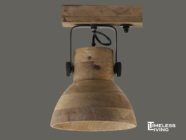 Plafondlamp ILANIO 2 spots - Hout & Mat Zwart