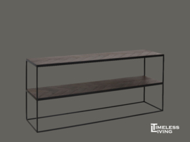 Sidetable CHISA - Bruin hout en Zwart mat metaal 150 cm.