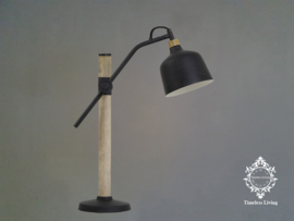 Bureaulamp / Tafellamp Julia Industrieel - Hout & Mat Zwart