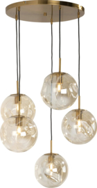 Hanglamp BO - 5L glazen bollen goudkleurig / goud brass