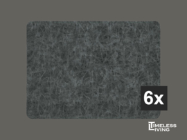 Placemat TRUMAN - Set 6 stuks - Lederlook rechthoek Zwart / Grijs 33 x 45 cm.
