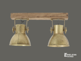 Plafondlamp ELAY 2 spots - Hout & Antiek Goud/Brons