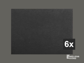 Placemat TROJA - Set 6 stuks - Lederlook rechthoek Zwart 33 x 45 cm.
