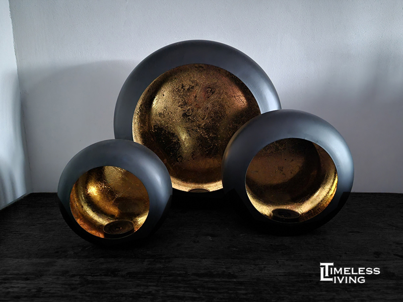 Indica Magnetisch spoor Windlicht / Wandkandelaar - Luxury Rond zwart/goud - Maat XL Ø 40 cm. |  Windlichten en Kandelaars | Timeless Living