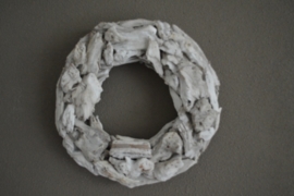 Driftwood-krans 35 cm, white wash (dubbelzijdig)