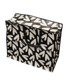 Shopper met rits - Hartjes zwart/wit - groot