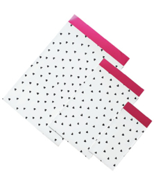 Cadeauzakje - Hartjes zwart wit / metallic roze - 17x25 cm 