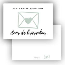 Mini Kaart - Een hartje voor jou door de brievenbus - Groen