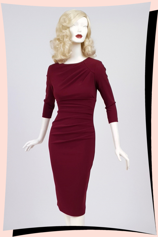 burgundy pencil dress