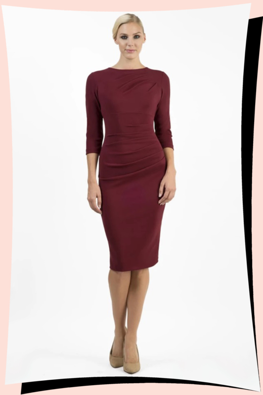 burgundy pencil dress