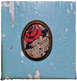 Broche Old-school tattoo One red rose forever (bronskleurig)