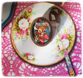 Broche - vintage Kersthertje bruin