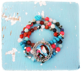 Armbanden set van 3 - Roodborstje blauw - Adinda's World