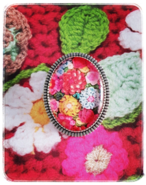 Broche - Gehaakte bloemen in roze - Adinda's World