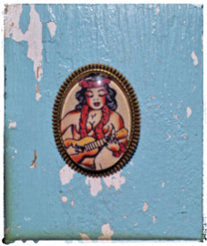 Broche Old-School tattoo Hula girl (bronskleurig)