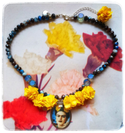 Ketting - Frida Kahlo - Blauw & Geel