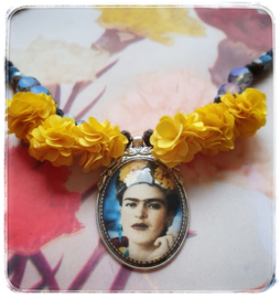 Ketting - Frida Kahlo - Blauw & Geel