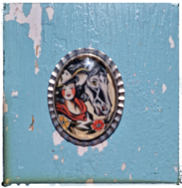 Broche Old-school tattoo Cowgirl (zilverkleurig)