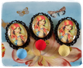 Broche - Gypsy soul - met blauw bolletje