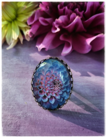 Ring - Dahlia blauw/roze