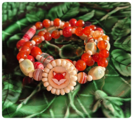 Armbanden set van 3 - Vosje met parelmoer wit