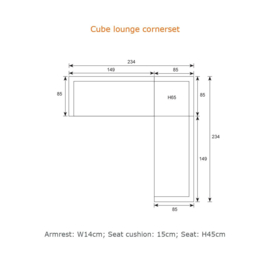 Cube lounge set 3-dlg mat wit