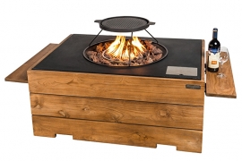 Happy Cocooning Vuurtafel Teak Rechthoek set Grill Plus