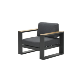 Cube lounge fauteuil carbon black / reflex black / teak look