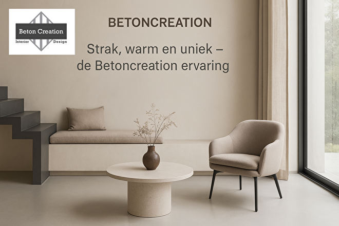 “Sfeervolle interieurfoto met lavasteen gietvloer en Betoncreation logo – gebruikt als header voor Instagram-linkpagina”