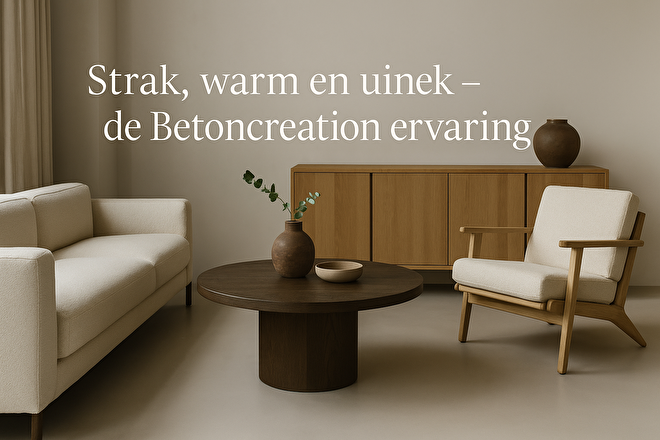 “Sfeervolle woonkamer met lavasteen gietvloer – klantreview Betoncreation”
