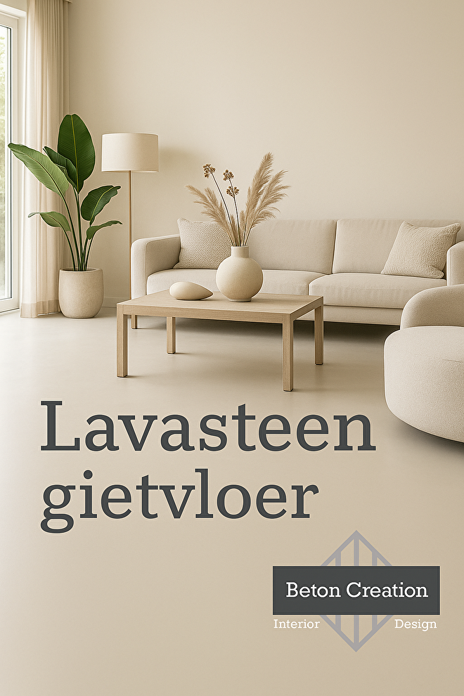Lavasteen gietvloer in moderne woonkamer – Betoncreation