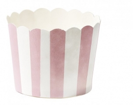 Baking cups roze wit gestreept