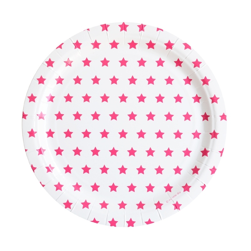 Papieren bordjes roze sterren