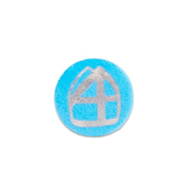 Button met mijter blauw
