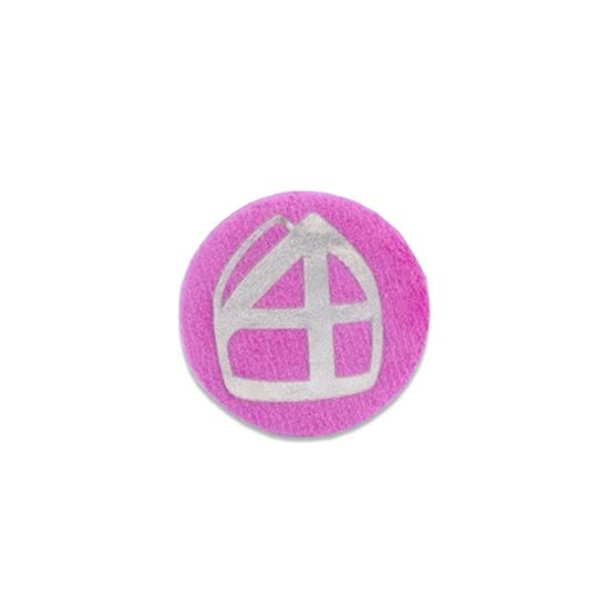 Button met mijter pink