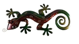 metalen gekko L rood/groen