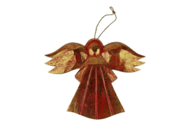 houten engel in rood met goldwash