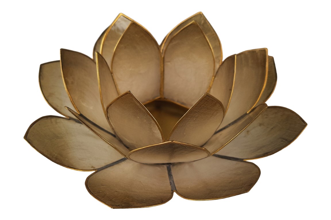 Zandkleurige lotus waxinelichthouder - Sfeervol en elegant