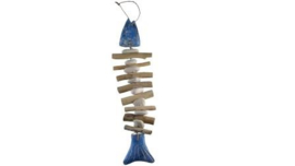 houten vis licht blauw wash