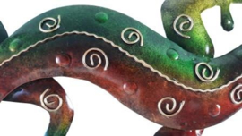 metalen gekko L rood/groen