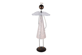 roze metalen engel met kerstboom L